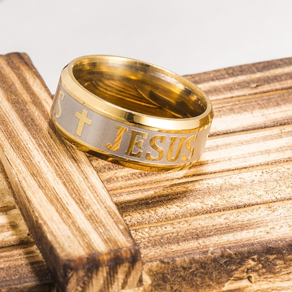 8mm Jesus Cross Prayer Band Ring Stainless steel - Picture 2 of 5